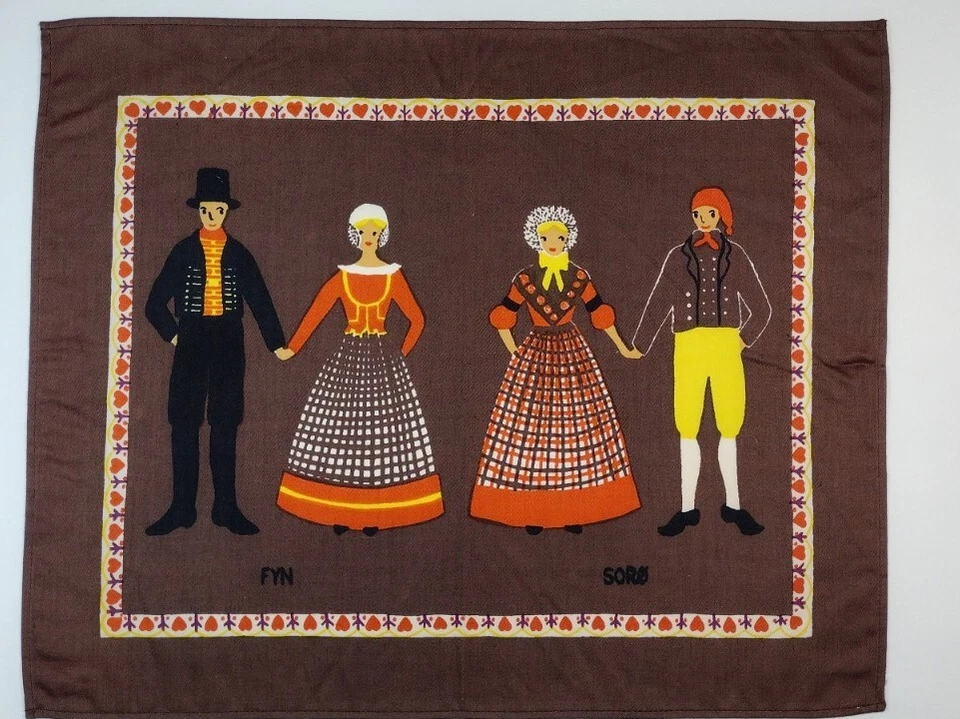 Thanksgiving Tischset Baumwolle Pilger Fyn Sorø Flosse Herzen DÄNEMARK DÄNISCH Vintage