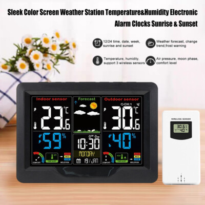 Digitales Thermometer Wetterstation Funkwetterstation Wettervohersage Kalender*