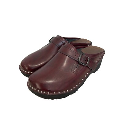 Troentorp Bastad Donatello Clogs Women 35 Studded Round Toe Maroon