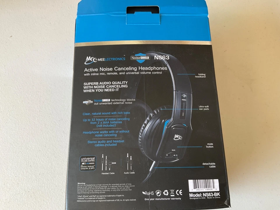 Auriculares con cancelación activa de ruido MEEelectronics NoiseSHIELD HP-NS63 Foto 3 de 4