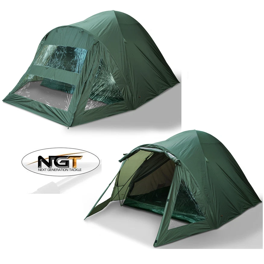 NGT CARP FISHING 2 MAN BIVVY TENT DOUBLE SKINNED WATERPROOF GREEN SHELTER