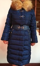 Women Down Fur Hooded Belt Jacket Parka Warm Winter Coat Size M 50 European 