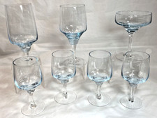 Beautiful Stemmed Sasaki?? Assorted Cocktail Clear With Light Blue Glassware Set