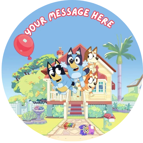 BLUEY NOVELTY EDIBLE BIRTHDAY CAKE TOPPER 7.5" ROUND