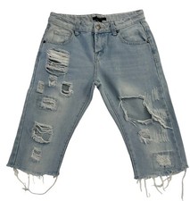 FOREVER 21 Mid Rise Distressed Raw Hem Denim Shorts Women  s Size small