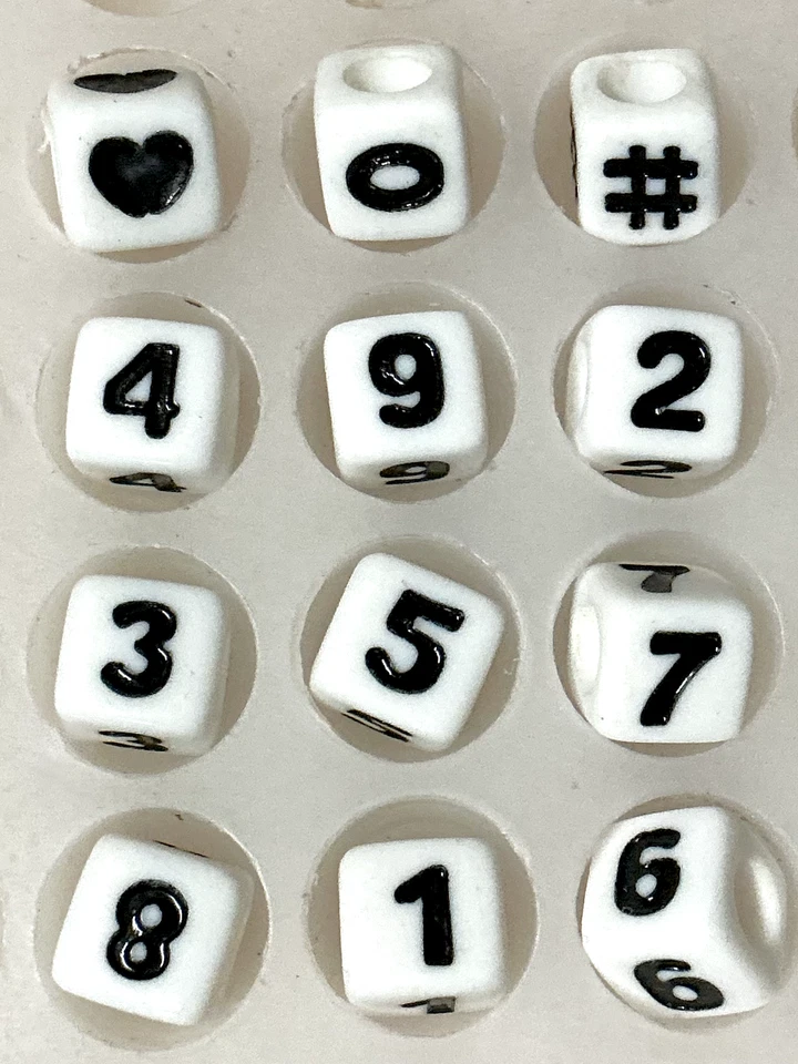 100 pcs AAA quality number square beads of 6 & 7 mm, single & mixed, 4 colours - Image 2 of 4