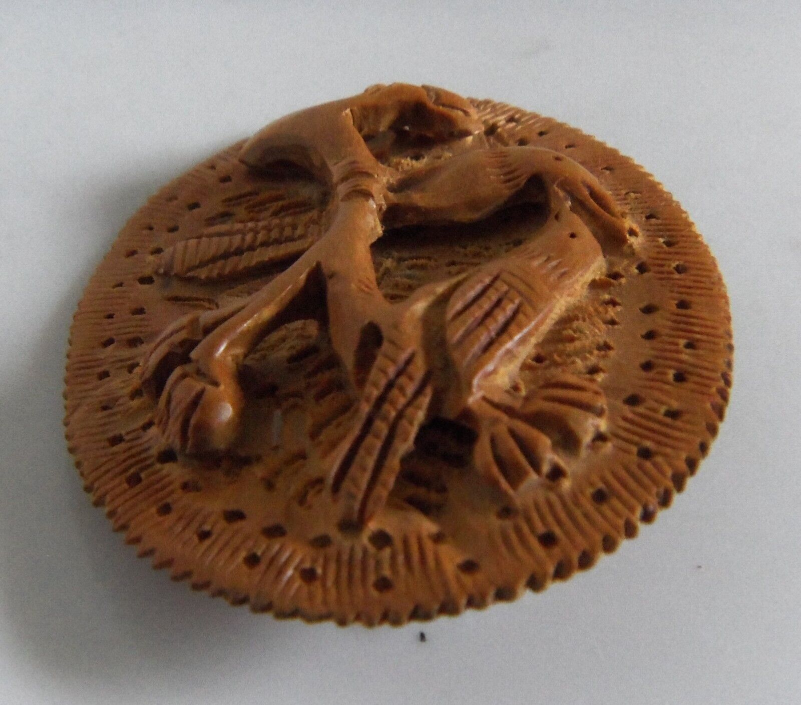 BIRDS PIN Intricately Carved Fibrous Material Woo… - image 8