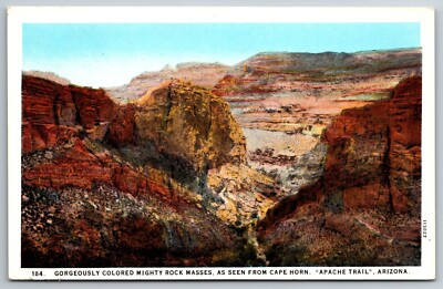 #ad Gorgeously colored Mighty Rock Masses Cape Horn Apache Trail Arizona Postcard $3.99