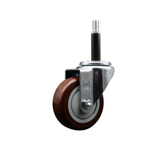 3.5 Inch SS Maroon Poly Wheel Swivel 3/4 Inch Expanding Stem Caster SCC - 第 1/4 張圖片