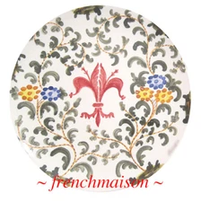 Italian FLORENCE FLAG TUSCAN Handmade Painted Ceramic FLEUR DE LYS DISH PLATE