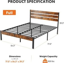 Twin Queen Full Size Sturdy Metal Platform Bed Frame w/ Headboard and Footboard