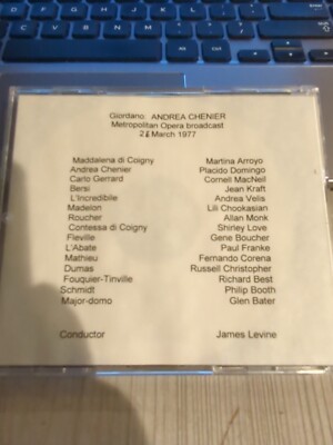 Live Opera Recording CD -1447 Chenier 1977 Arroyo Domingo MacNeil Kraft Velis