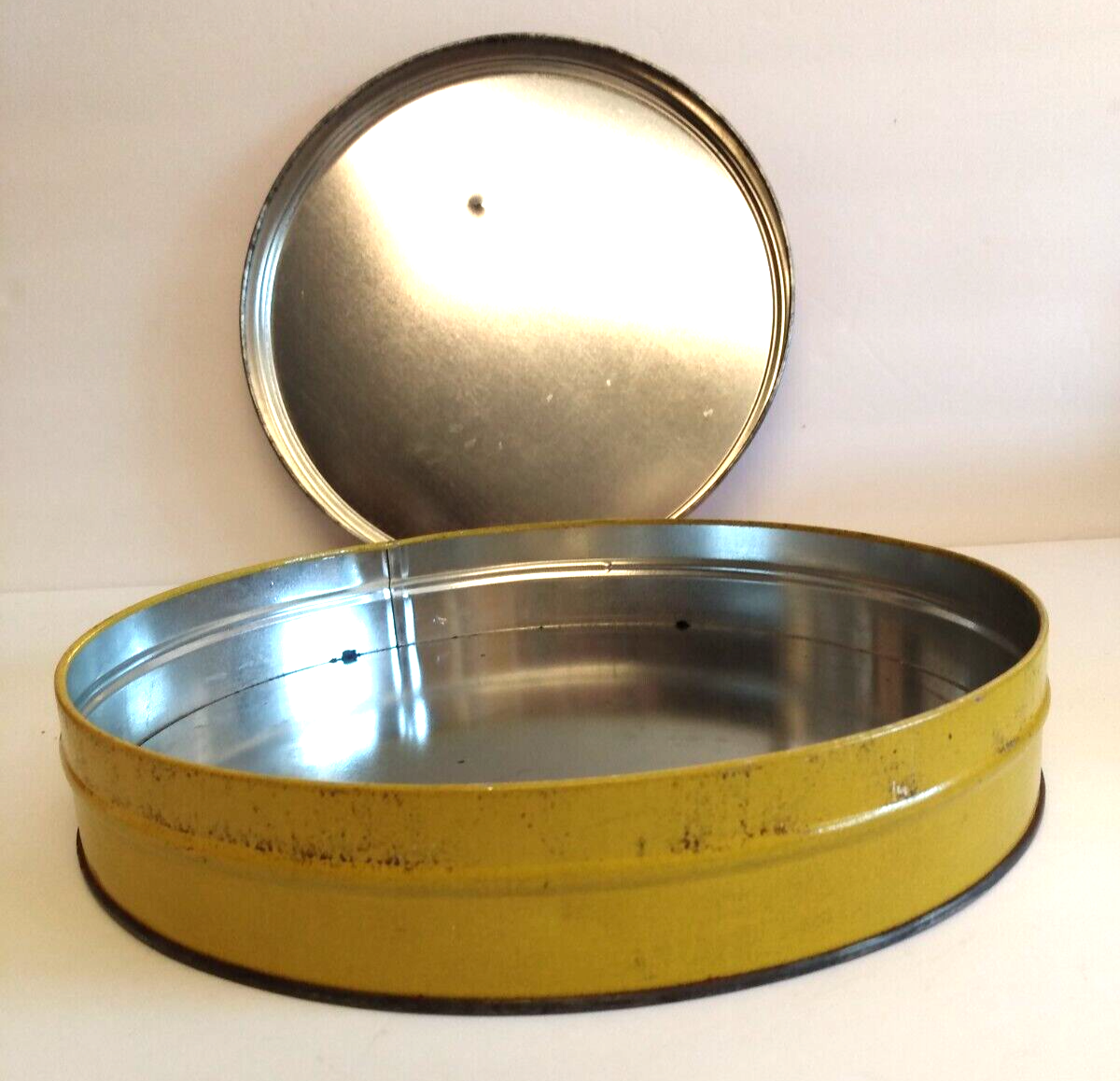 Vintage House of Almonds Collectable Retro Tin 10” Wide Orange and