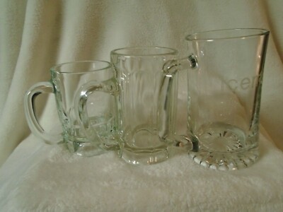 Crystal Beer Mugs (Lot of 3) Glass (Small, Medium, Large)  EUC!