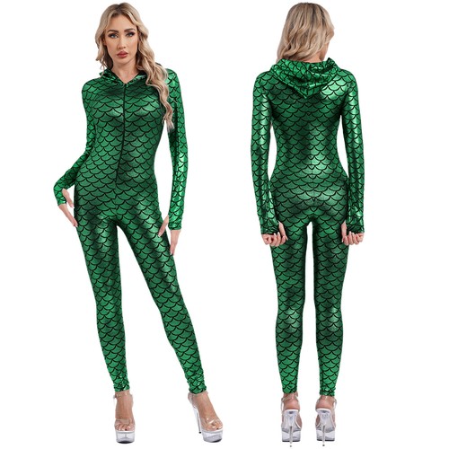 Womens Jumpsuit One Piece Swimsuits Halloween Costume Leotard Catsuits Mermaid - Picture 4 of 43