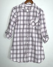 Victoria s Secret Button Down Long Sleeves Plaid Sleep Shirt Pajamas Sz M