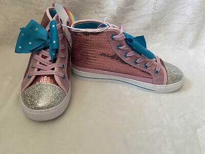 Nickelodeon Jojo Siwa Sneakers Shoes Girls Sz High Tops Sequin Bows Pink 