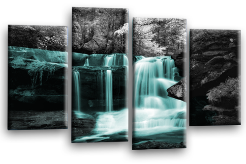 Large Waterfall Canvas Print Wall Art Purple Grey White Landscape Split Panel - Picture 24 of 30
