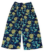 J.Crew Floral Wide Leg Pants Palazzos Cropped PullOn High Rise Blue Yellow 6 NEW
