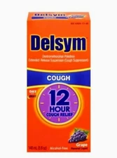 2 Delsym  Extended Release Suspension 12 Hour Cough Grape 5 fl oz. Exp 2024 NIB