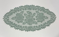 Green Lace Rose Design Table Doily Oval 23  x...