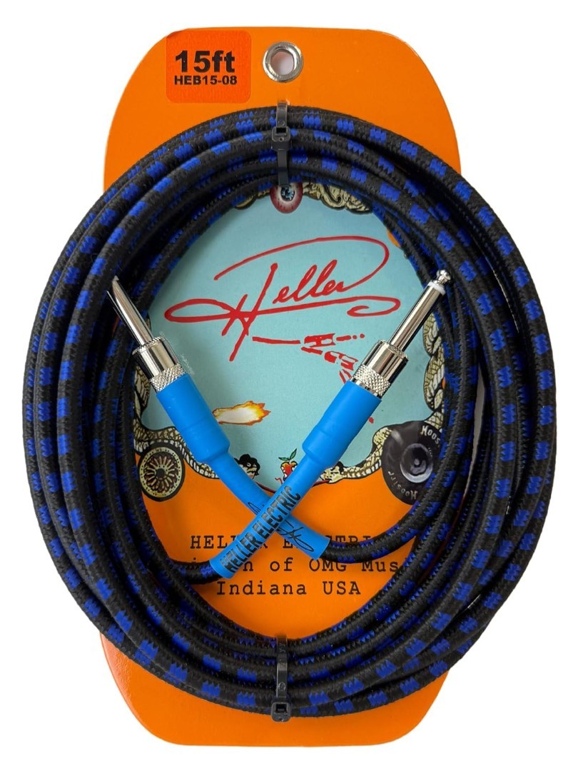 Henry Heller 15 Foot 14 Jack Pro Instrument Cable - Black and Blue Tweed 5490₽