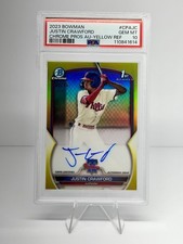 2023 Bowman Justin Crawford Chrome Prospects Auto Yellow Refractor /75 PSA 10
