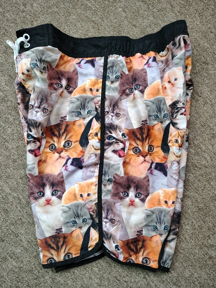 BIOWORLD Swim Trunks Men XL Kittens All Over Print Lined Drawstring Summer Beach - Image 3 of 4