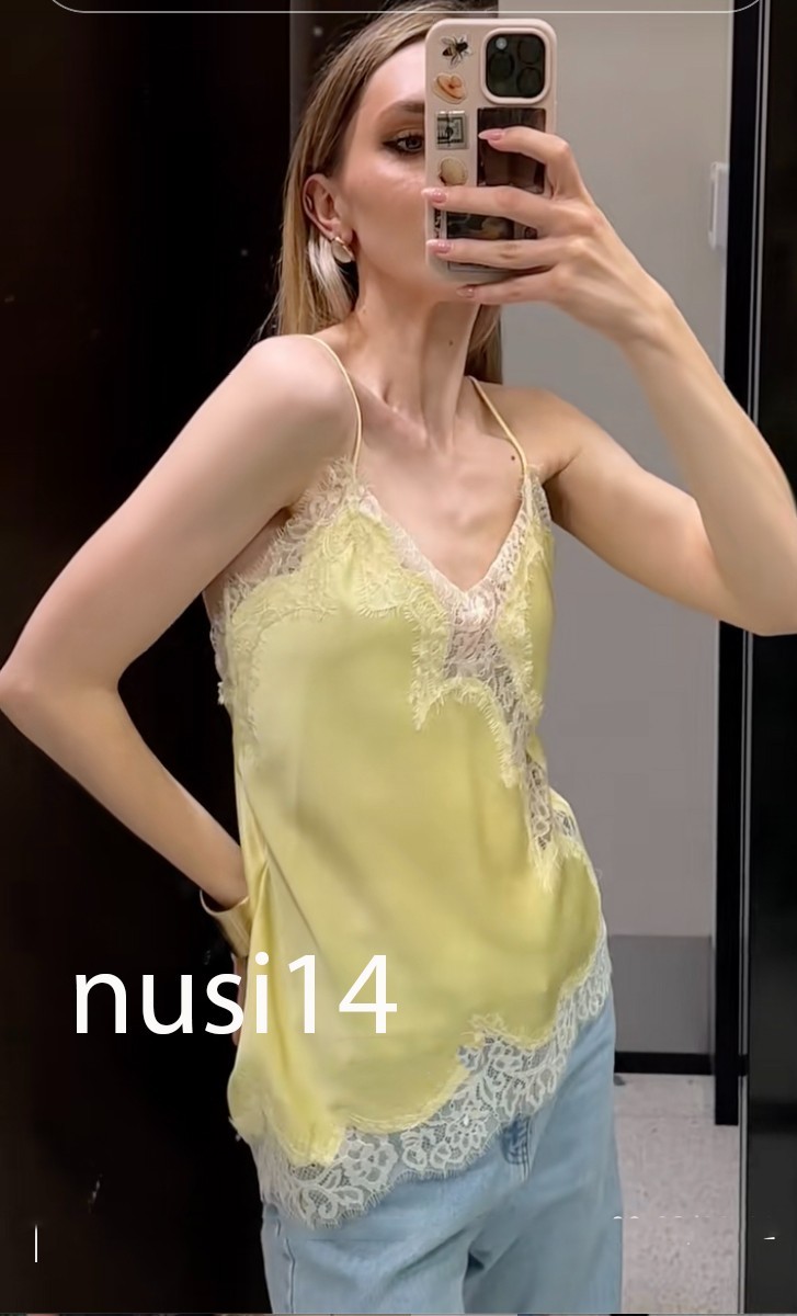 ZARA NEW WOMAN STRAPPY ASYMMETRIC ZW COLL. LACE CAMISOLE TOP