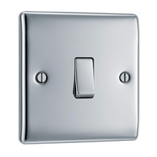 BG Electrical Single Wall Light Switch, 2 Way, Raised and Slim Profile, round Ed