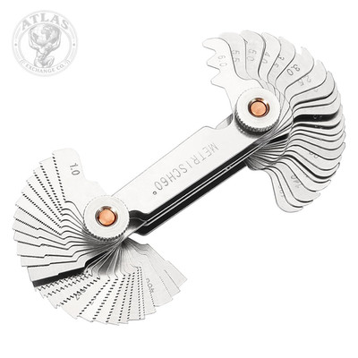 Professional Thread Gauge, 3-In-1 Thread Pitch Gauge: Metric 60°, Whitworth 55°