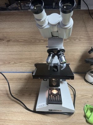 aus Jena Laboval 4 Binocular Microscope GDR w/ Objectives & Light   Parts