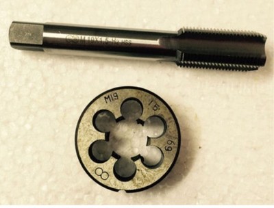 New 1pc   Machine M19 X 1.5mm Plug Tap and 1pc M19 X 1.5mm Die Threading Tool *g