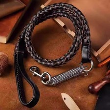 4FT Heavy Duty Large Dog Leash Genuine Leather Braided Training Leash Pet Leads 