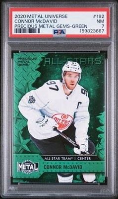 20-21 UD Metal Universe Precious Metal Gems Green All-Stars Connor McDavid PSA 7