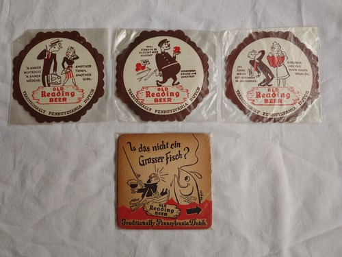 Vintage Old Reading Beer Coasters Lot of 4 PA Dutch Pennsylvania Breweriana