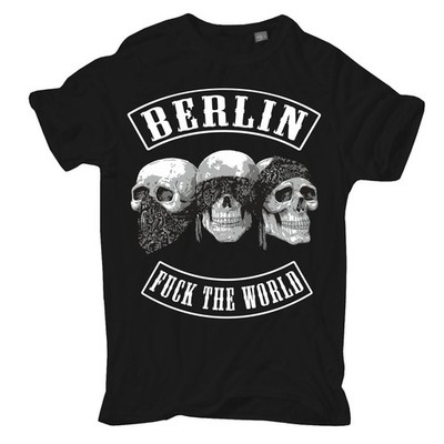 Mens Berlin Patch Fuck the World T-Shirt Size S - 8XL Capital Motifs