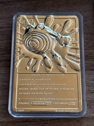 4 Pokemon 23K Gold Plated Card 1999 - Pikachu Poliwhirl Charizard Jigglypuff - Picture 6 of 10