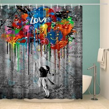 Funny Love Shower Curtain For Kids Bathroom Decorative Bath Curtains