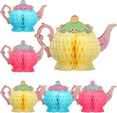 6 Pcs Tissue Teapot Centerpiece Floral Tea Party Honeycomb Spring Teapot Table C