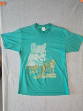 Vintage Cotton Grove Made in USA single stitch Teal Mountain Lion Graphic T-Shir