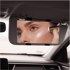 Large Car Sun Visor Mirror with Elastic Band,Ultra-Thin 2-in-1 Car Visor Mirror