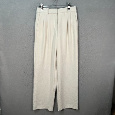 Wilfred Womens Size 6 The Effortless Pants Cream High-Waisted Trousers