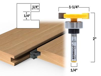 1/4'' x 1/4'' Top Bearing Slot Cutter Router Bit - 1/4'' Shank - Yonico 14911q