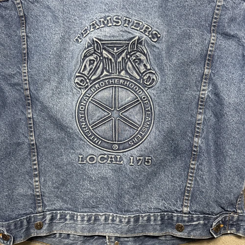 Vintage TYCA Teamsters Jean Jacket Sz Large USA Union Made Embossed Brotherhood - product listing photo