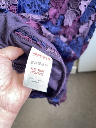 White stuff size 12 blue and purple lace floral dress stunning - Picture 8 of 9