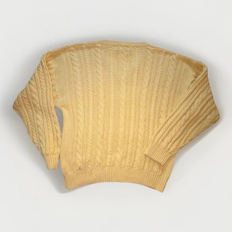 Suéter de Colección Eddie Bauer Para Hombre Talla XL Amarillo Tejido con Cable Cuello en V Foto 2 de 4