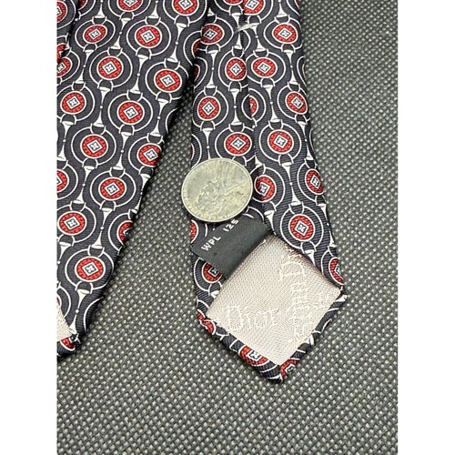 Vintage 1980s Christian Dior Monsieur Geometric Pattern Tie Silk Made in USA - Picture 6 of 6