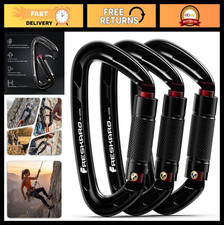 25KN Auto Locking Climbing Carabiner Clips - Heavy Duty Twist Lock D-Shaped Gear
