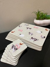 Set Of Daisy Farm Placemats and Coasters 6 Table Placemats & 6 Drink Coaster